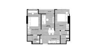 Condominium floor plan, 2 bedrooms in Dcondo Cove No. 11011