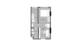 Condominium floor plan, 1 bedroom in Dcondo Cove No. 11007